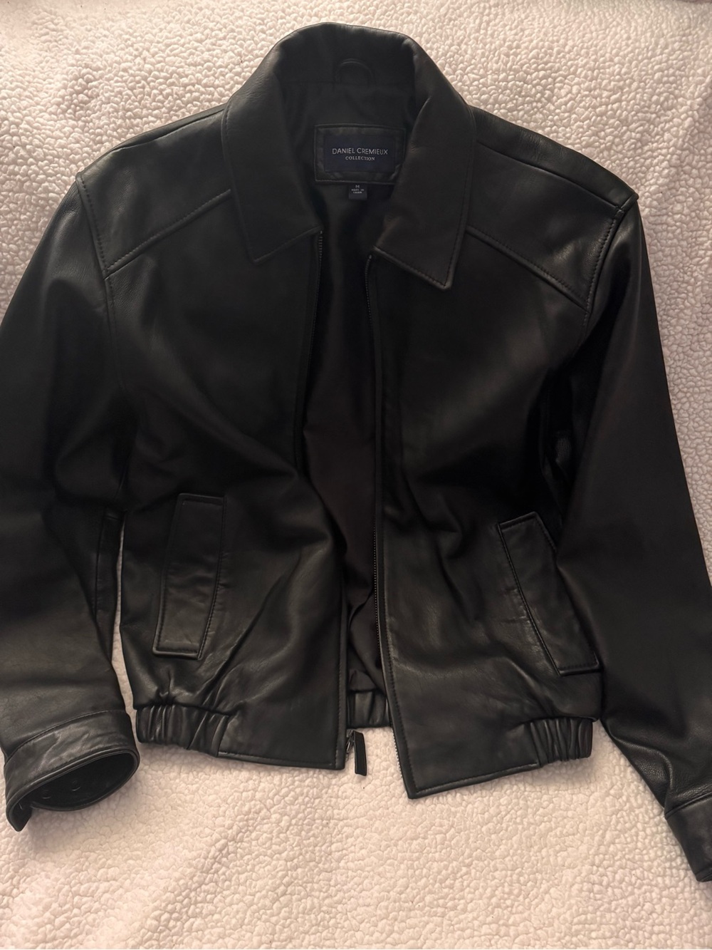 Daniel Cremieux Men's Black Leather Bomber Jacket